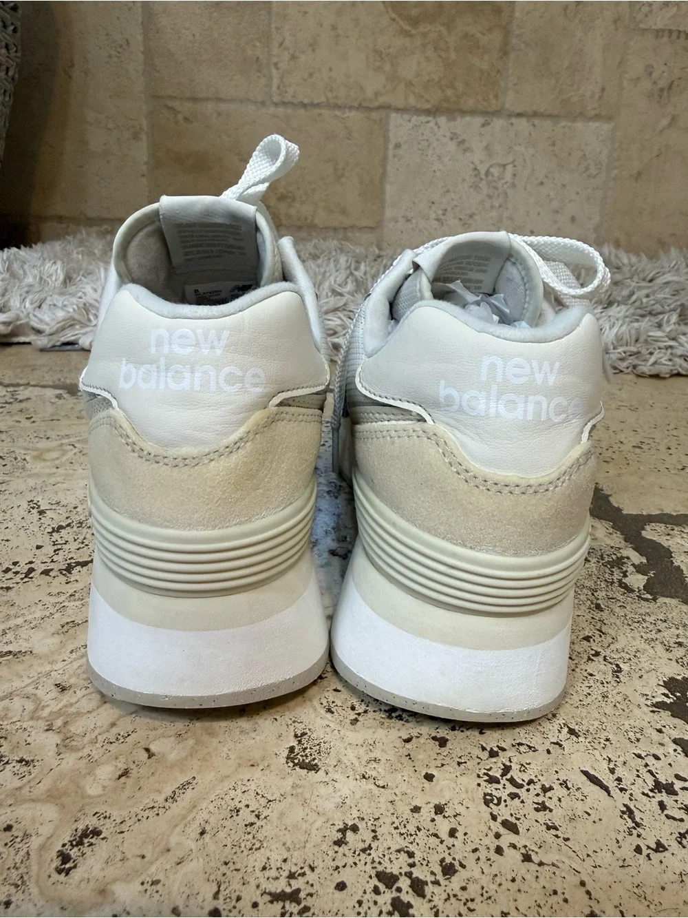 New Balance Women's Cream and White Platform Athletic Sneakers